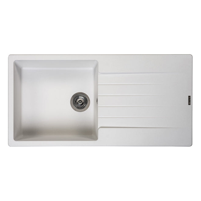 Reginox Harlem 1 Bowl Granite Pure White Composite Kitchen Sink & Waste Kit - 1000 x 500mm