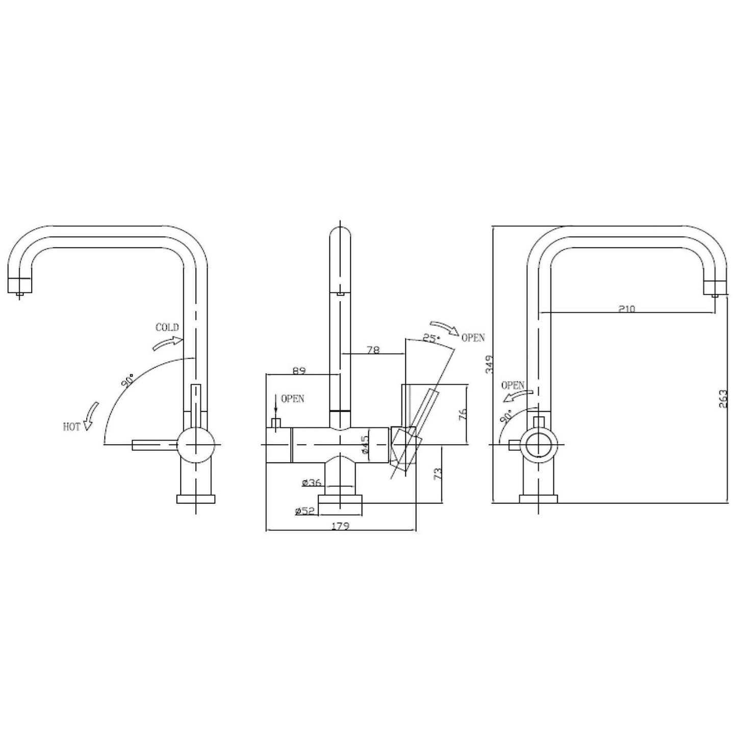 Reginox Tribezi Brushed Nickel 3 in 1 Boiling Water Kitchen Tap