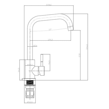 Reginox Salina BG Single Lever Square Neck Brushed Gold Kitchen Mixer Tap