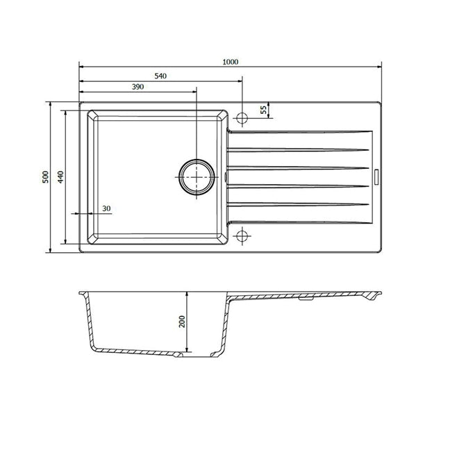 Reginox Harlem 1 Bowl Granite Caffe Silvery Composite Kitchen Sink & Waste Kit - 1000 x 500mm