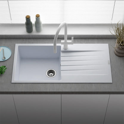 Reginox Harlem 1 Bowl Granite Pure White Composite Kitchen Sink & Waste Kit - 1000 x 500mm