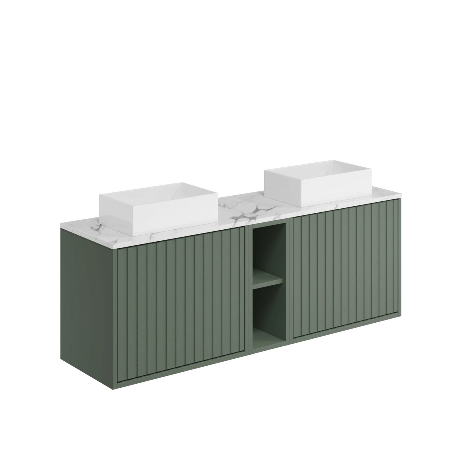 Scudo Alfie 1400mm Fluted Basin Unit With Marble Counter Top.