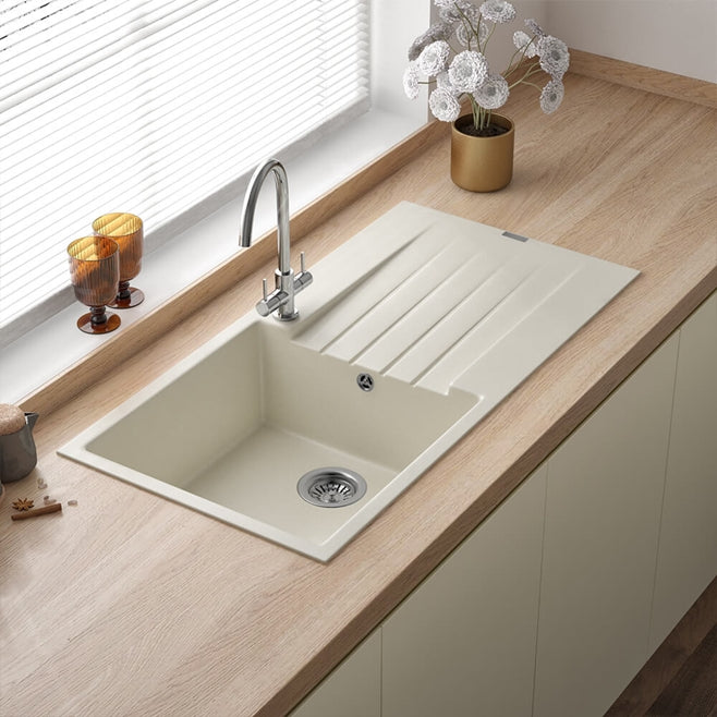 Reginox Harlem 1 Bowl Granite Caffe Silvery Composite Kitchen Sink & Waste Kit - 1000 x 500mm