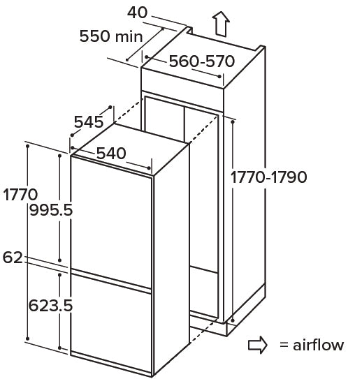 CRI971 Integrated 70/30 combination fridge freezer