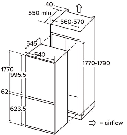 CRI971 Integrated 70/30 combination fridge freezer