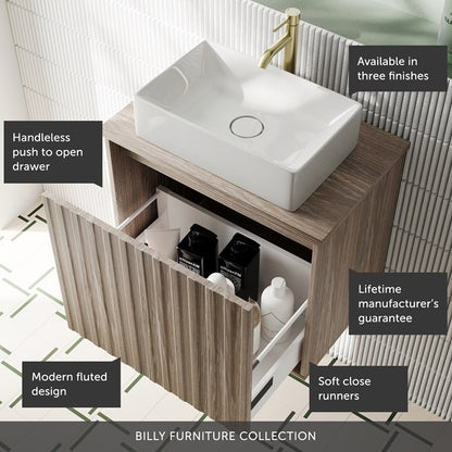 Scudo Alfie 600mm Reed Green Wall Hung Vanity Unit with Countertop Basin