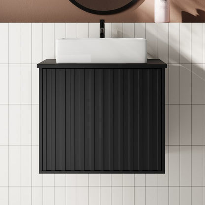 Scudo Alfie 600mm Matt Black Wall Hung Vanity Unit with Countertop Basin