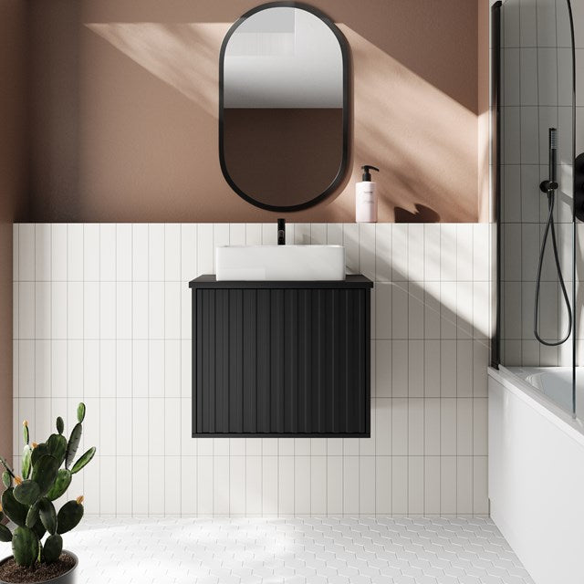 Scudo Alfie 600mm Matt Black Wall Hung Vanity Unit with Countertop Basin