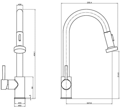 Reginox MARTA Pull Out Kitchen Tap - Single Lever Chrome