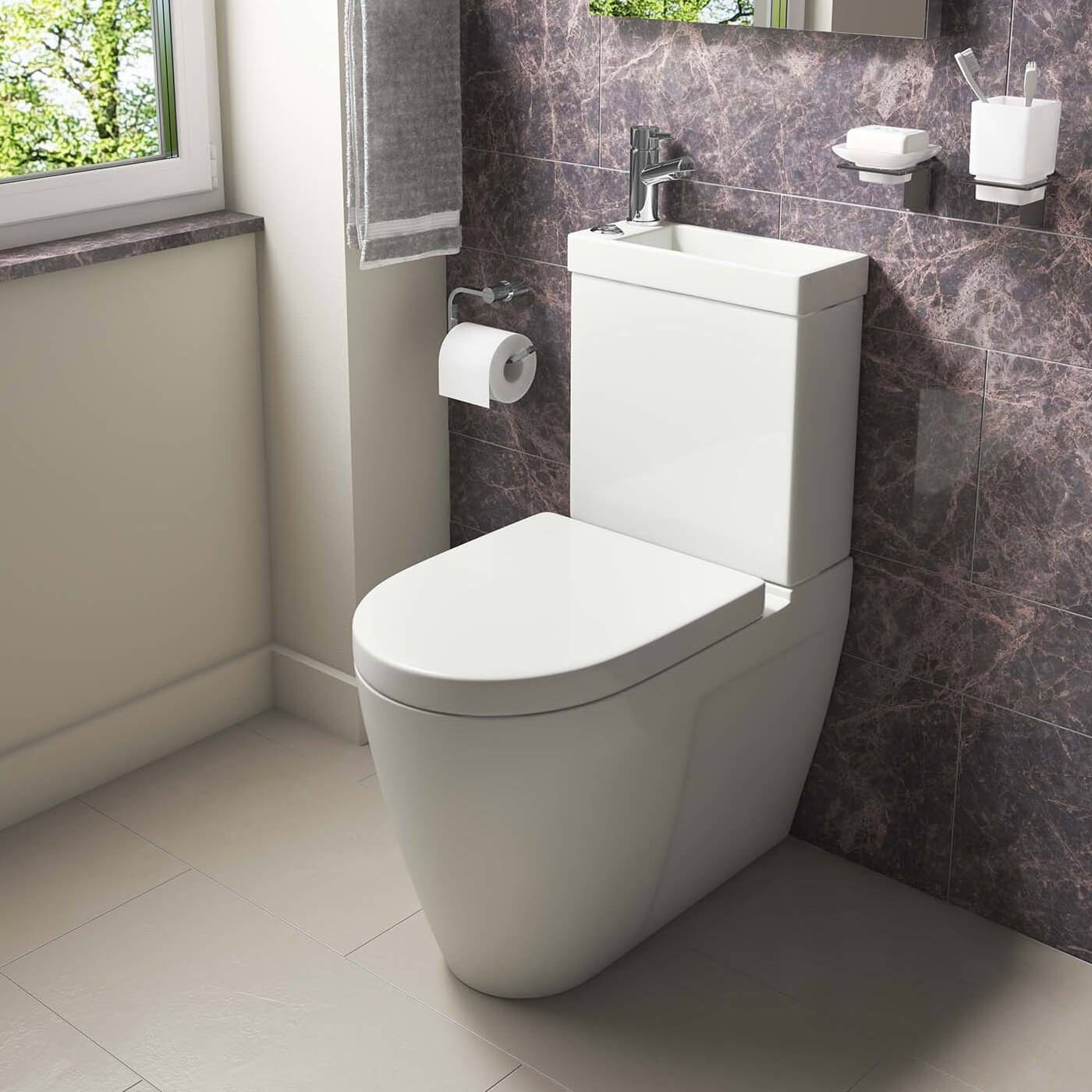 Kartell K-Vit Combi 2-In-1 Back To Wall Toilet With Basin