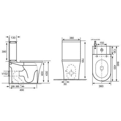 Kartell K-Vit Kameo Close-To-Wall Closed Coupled Rimless WC With Cistern And Seat