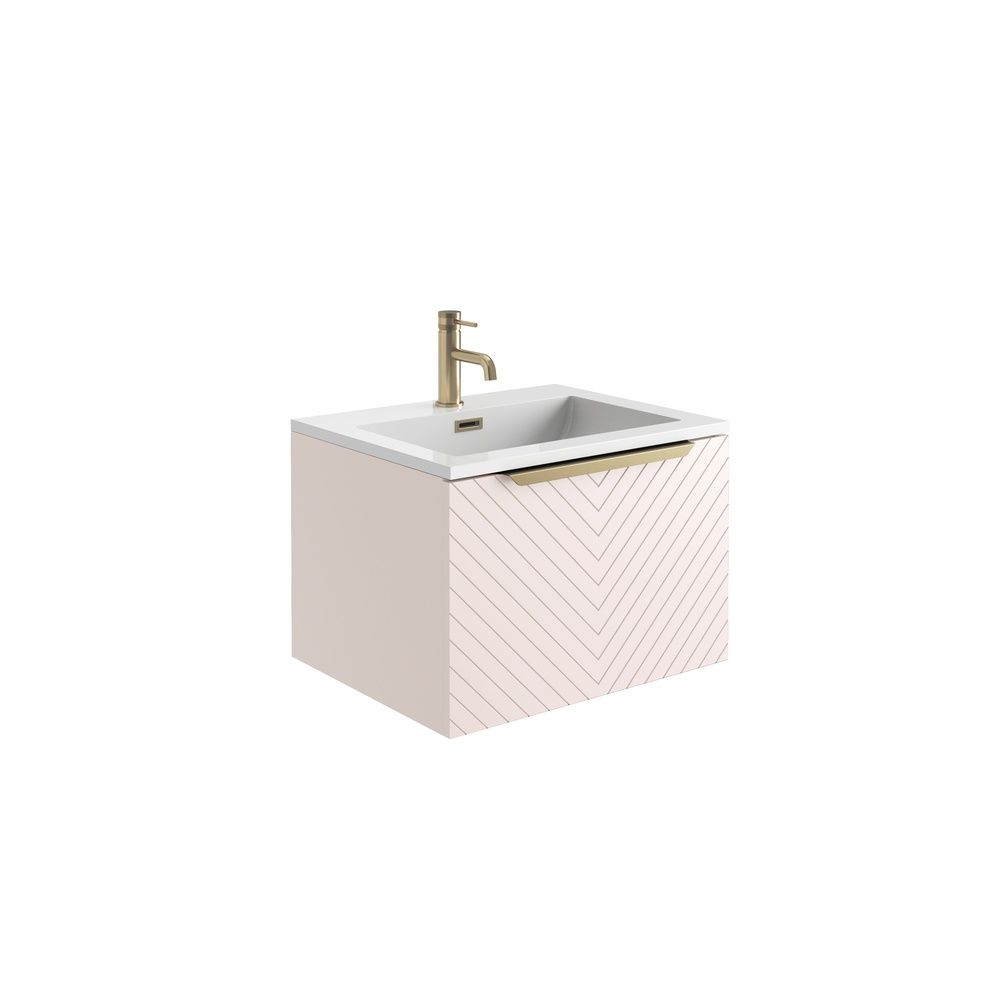 Chevron 600-800 Wall Hung Cabinet & Basin – Matt Pastel Pink