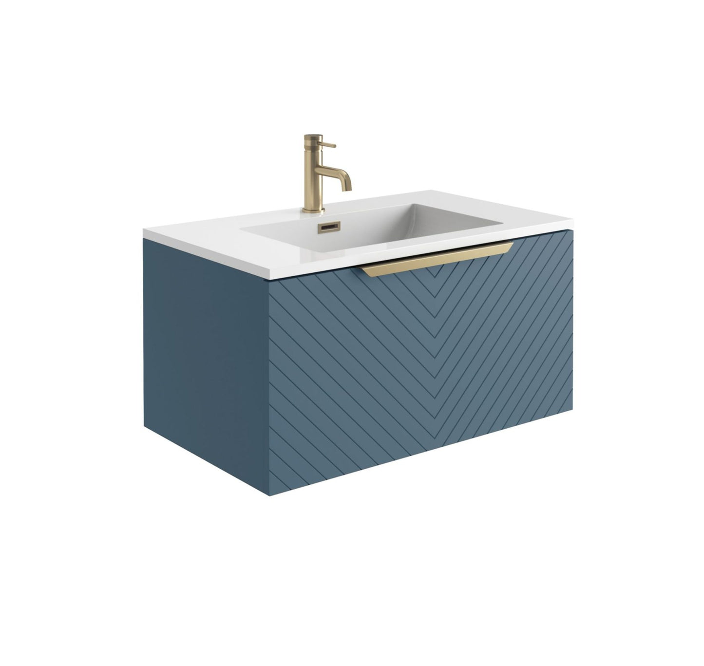 Chevron 600-800 Wall Hung Cabinet & Basin – Matt Twilight Blue