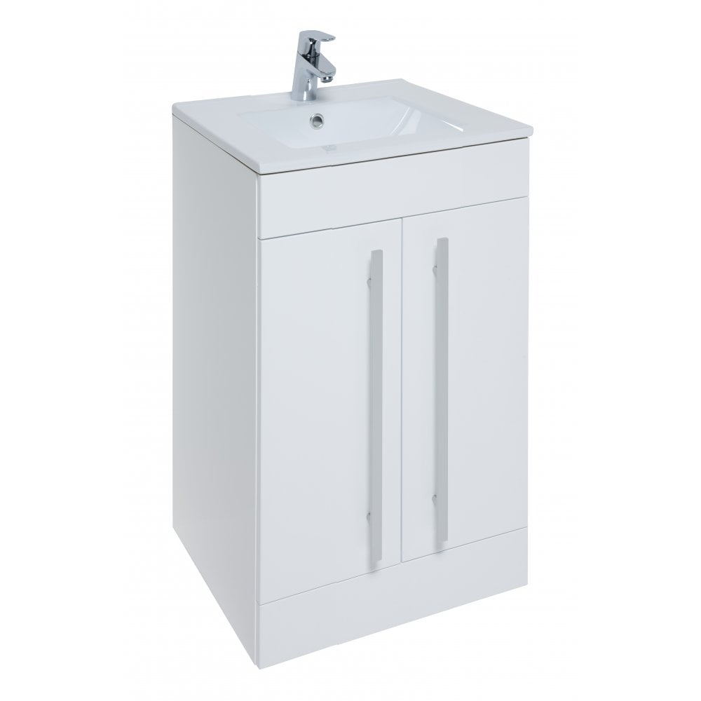 Purity 500mm 2 Door Floor Standing Unit & Ceramic With Polished Chrome Handles Basin In 3 Varients