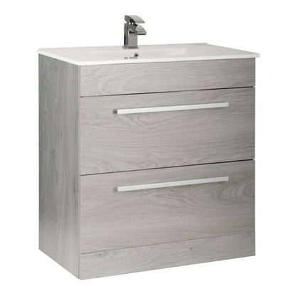 Purity 800mm White Gloss 2 Drawer Floor Standing Unit & Ceramic Basin With Handles In 3 Variants