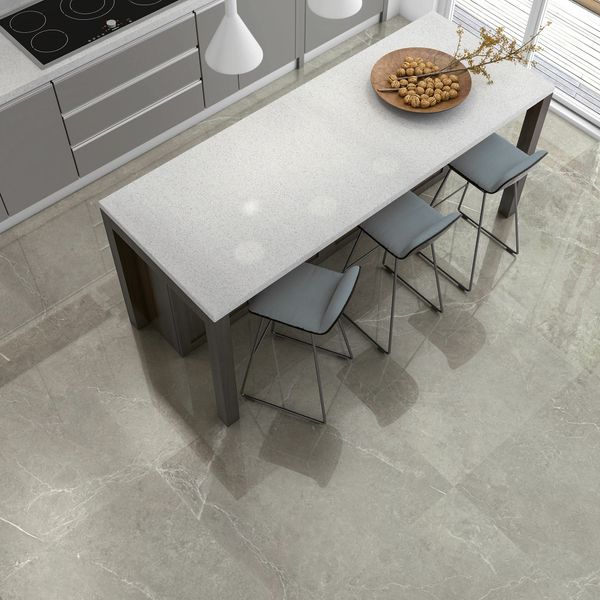 Grey Gloss Stone Effect Tile 600x600