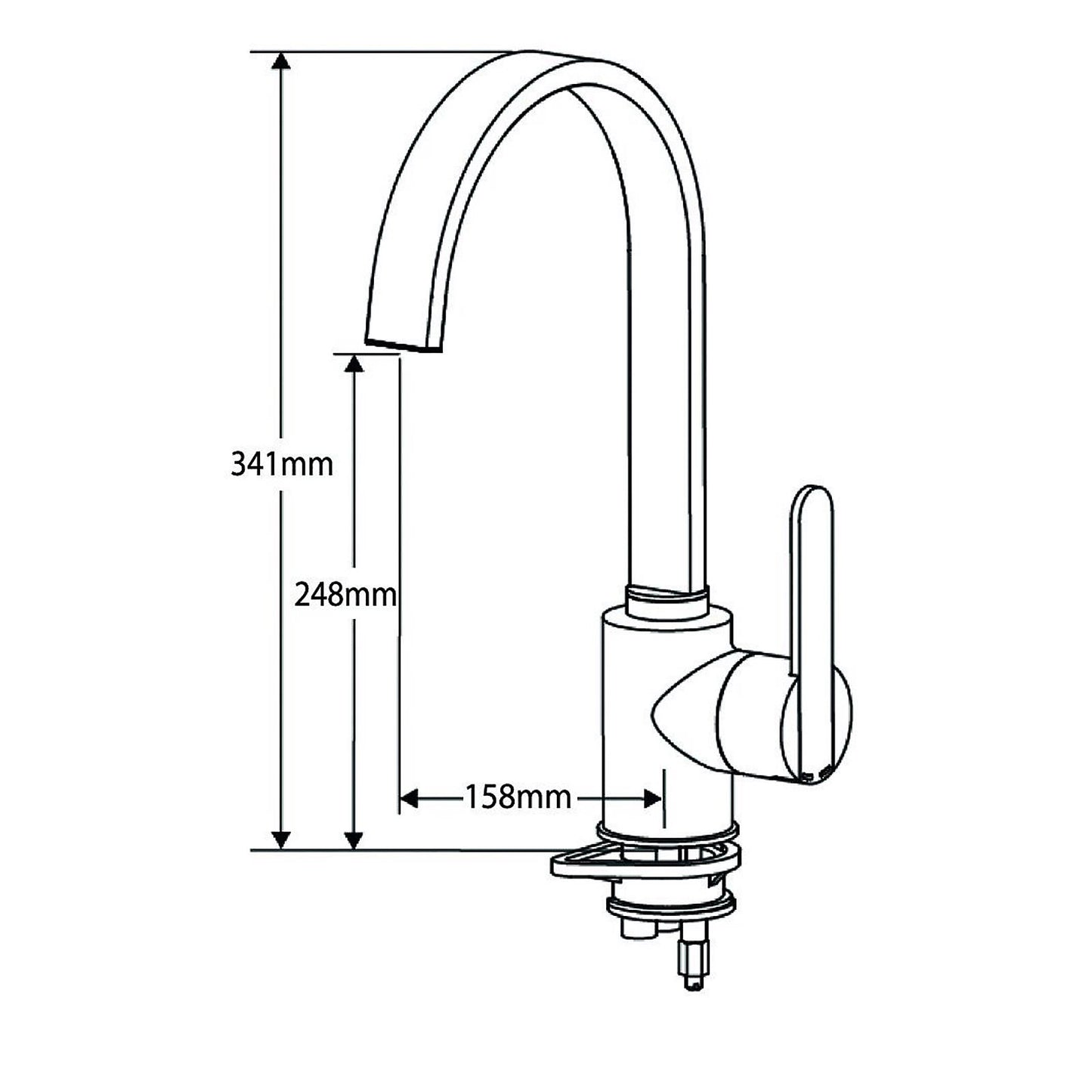 Reginox AMUR Brushed Nickel Single Lever Swan Neck Kitchen Mixer Tap