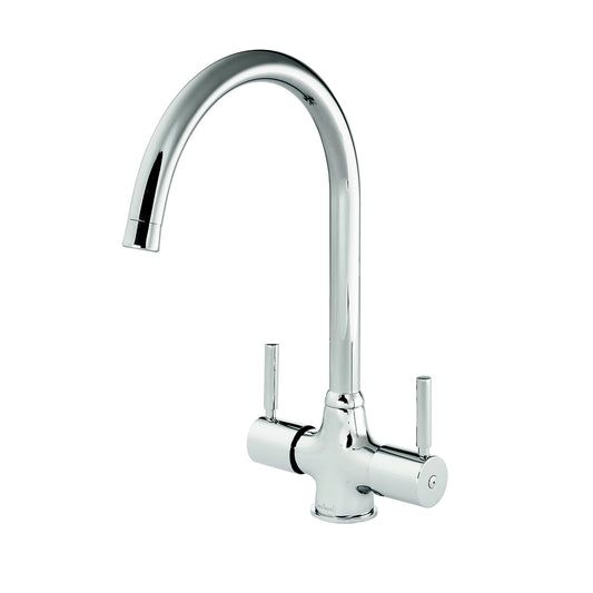 Reginox Chrome Stainless Steel Kitchen Sink Tap THAMES CH II Swan Neck Deck Mounted