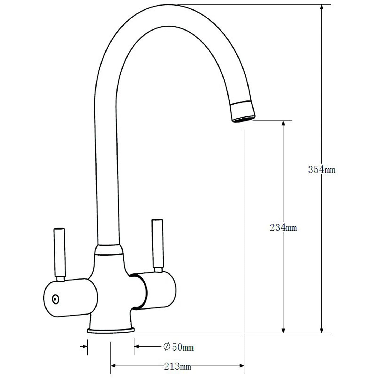 Reginox Chrome Stainless Steel Kitchen Sink Tap THAMES CH II Swan Neck Deck Mounted