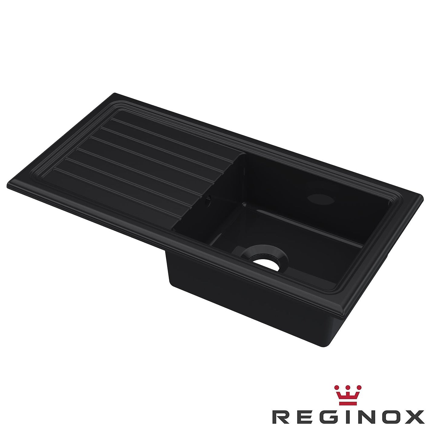 Reginox 1 Bowl Ceramic Kitchen Sink & Waste Kit with Reversible Drainer - 1010 x 525mm