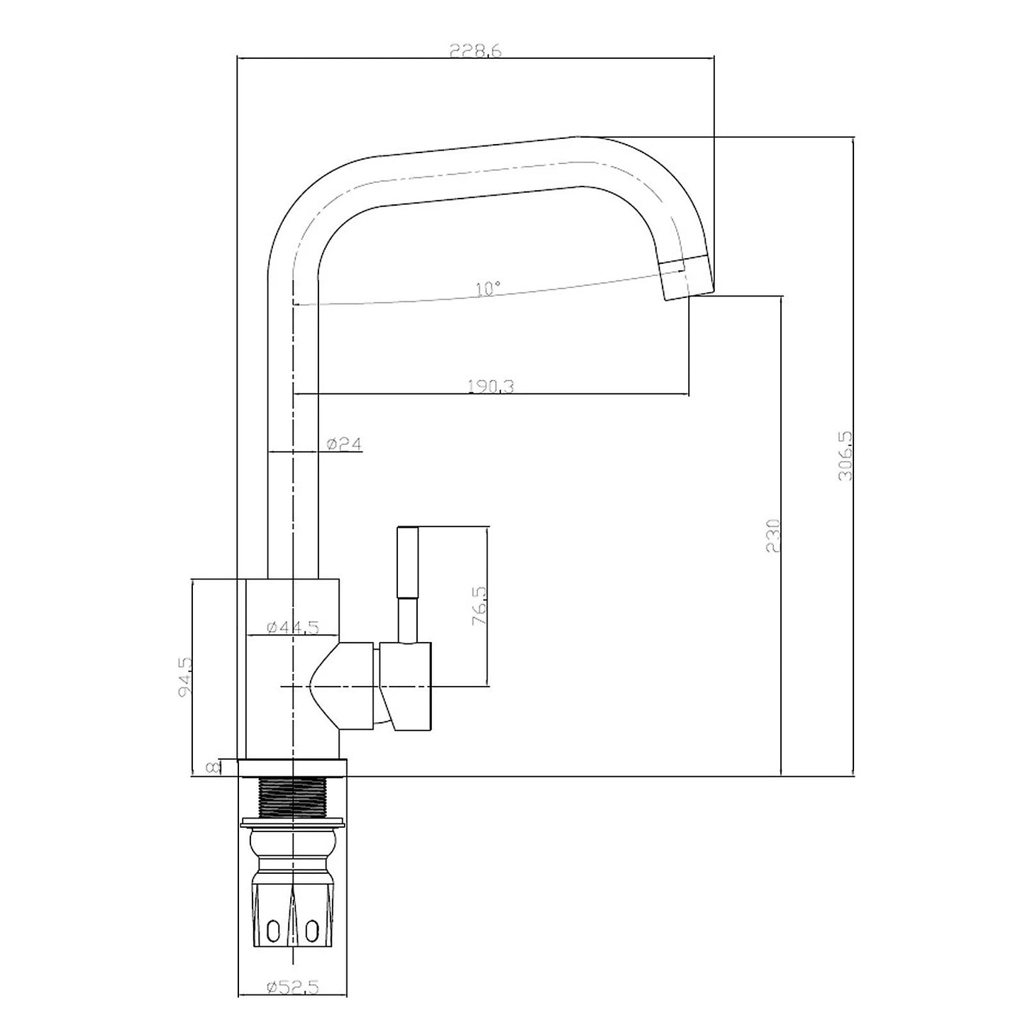 Reginox Salina Single Lever Kitchen Mixer Tap - Brushed Nickel - SALINA BN