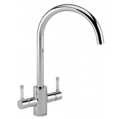 Reginox Genesis Modern Kitchen Sink Mixer with White Ceramic Handles