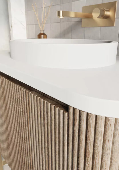 Scudo Linea Fluted 900 Vanity Basin And Frame Sonoma Oak 890x475x450mm LINEA-900