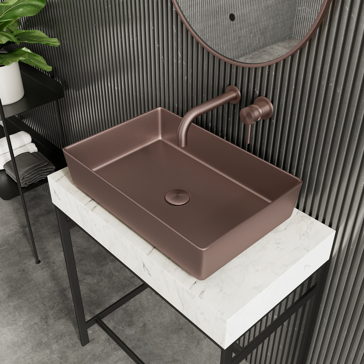 Scudo Core Brushed Bronze Metal Countertop Basin