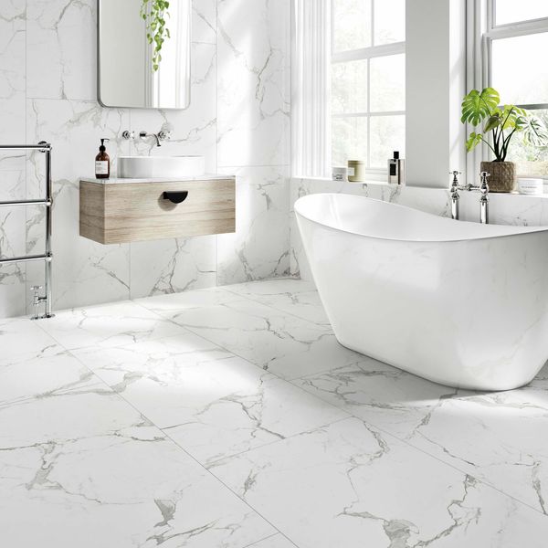 Carrara Marble Effect Matt 600x1200 Tiles