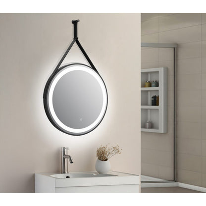 Delilah Orca Matte Black LED Round Touch Mirror with Demister - 600 x 40mm