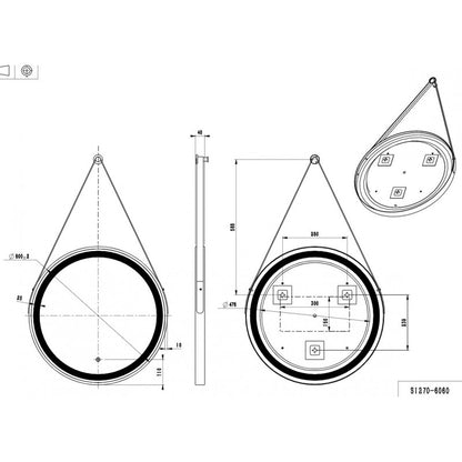 Delilah Orca Matte Black LED Round Touch Mirror with Demister - 600 x 40mm