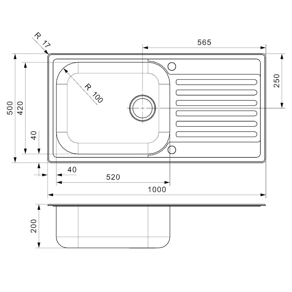 Reginox MINISTER 10 Reversible Single Bowl Kitchen Sink