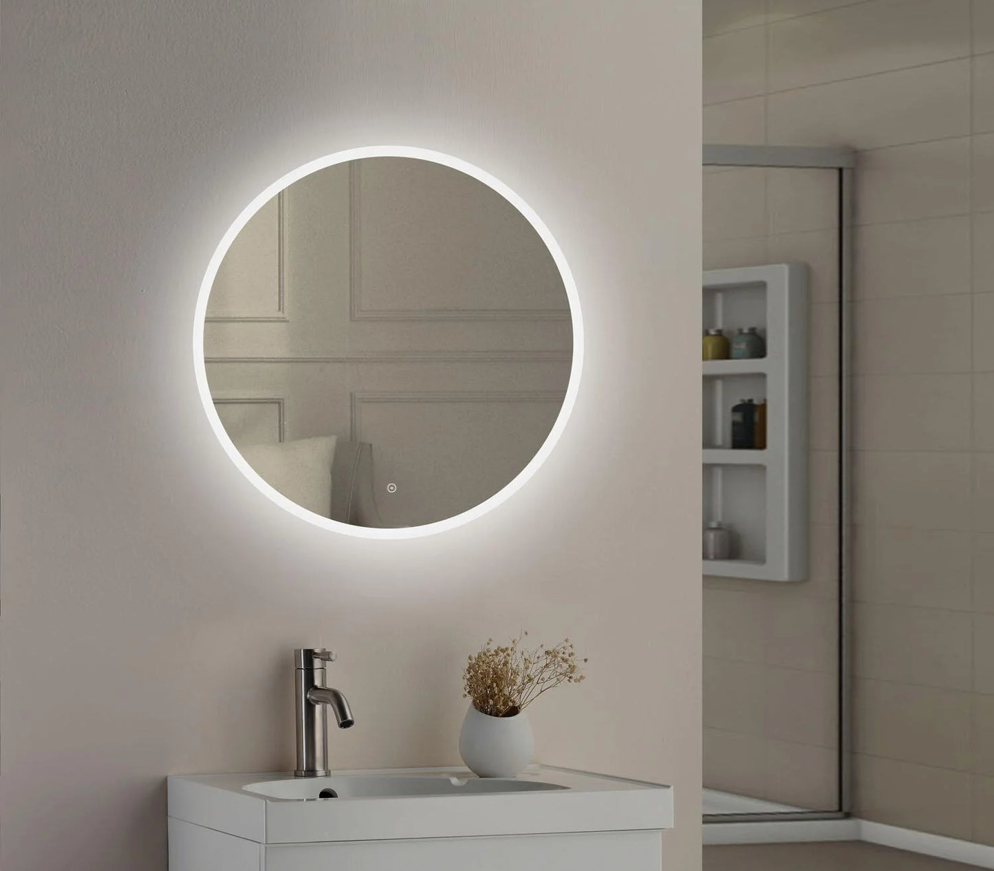 Lily Slimline LED Round Touch Mirror w. Demist & Colour Change - 500mm