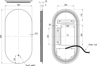 Raffy Oval Backlit Led Touch Mirror