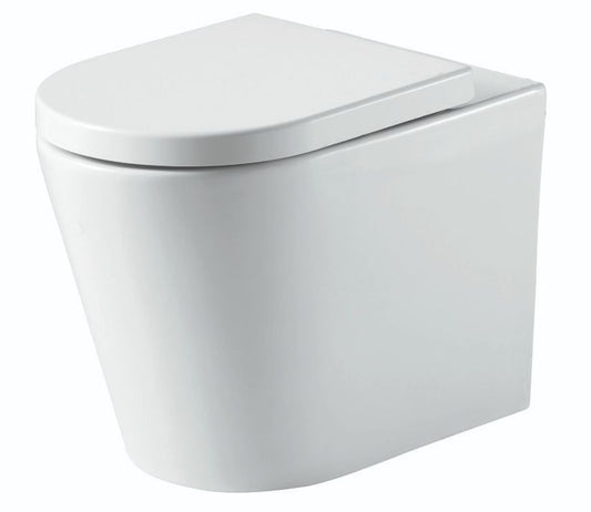 Ferrara Plus Rimless Back To Wall D Shape Toilet Pan And Seat