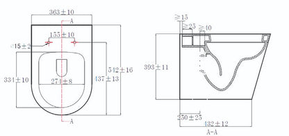 Ferrara Plus Rimless Back To Wall D Shape Toilet Pan And Seat