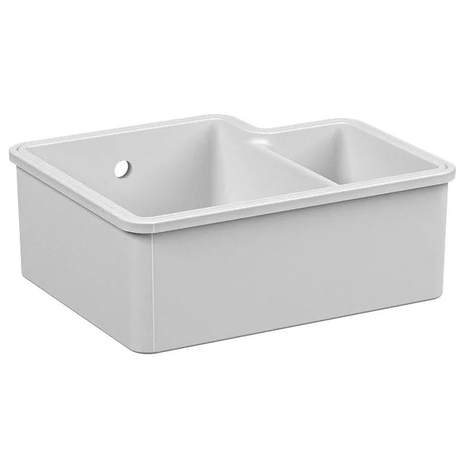 Reginox Tuscany 1.5 Bowl White Ceramic Undermount Kitchen Sink + Waste)