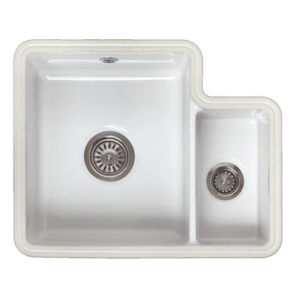 Reginox Tuscany 1.5 Bowl White Ceramic Undermount Kitchen Sink + Waste)